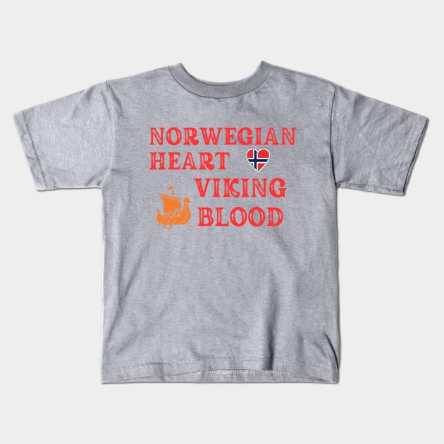 Norwegian Heart Viking Blod. Gift ideas for historical enthusiasts. Kids T-Shirt by Papilio Art